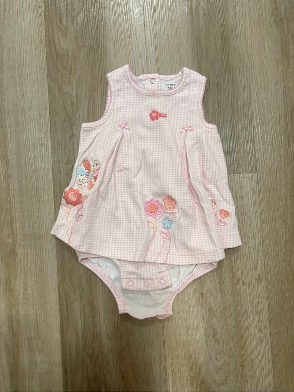 Carter's Light Pink Floral Embroidered Dress Bodysuit